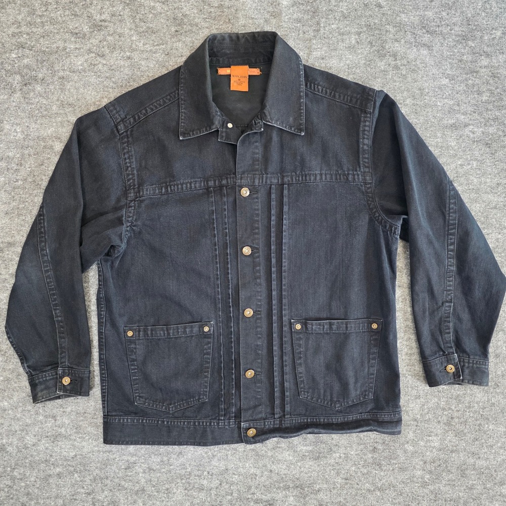 VTG‎ Sean John Denim Jean Jacket Mens Size Medium Black Button Front Y2K Hip Hop